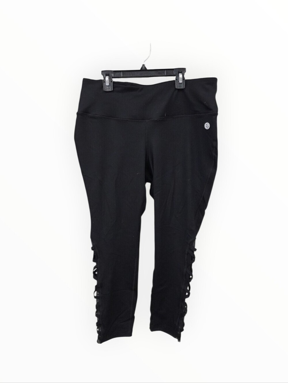 Torrid 1 Black Cropped Lace-Up MESH PANEL Leggings